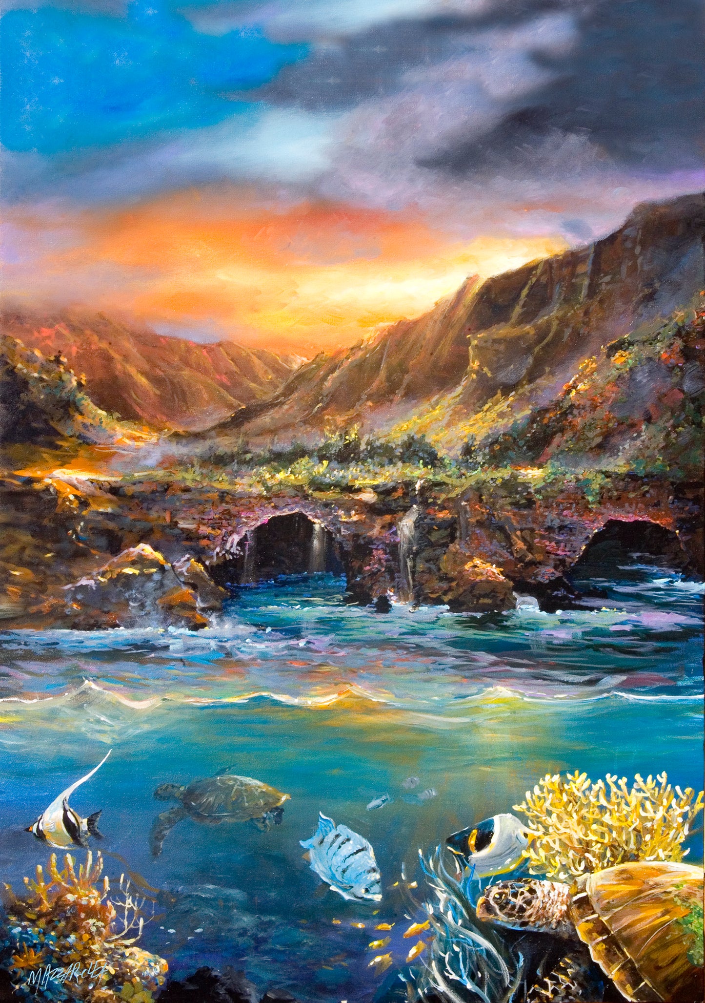 Above And Below Na Pali - Giclée on Metal