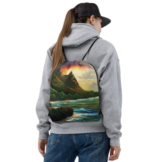 Makana (Bali Hai) Storm at Sunset - Drawstring bag